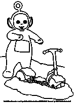 coloriage Telettubies et la trotinnette sous la neige